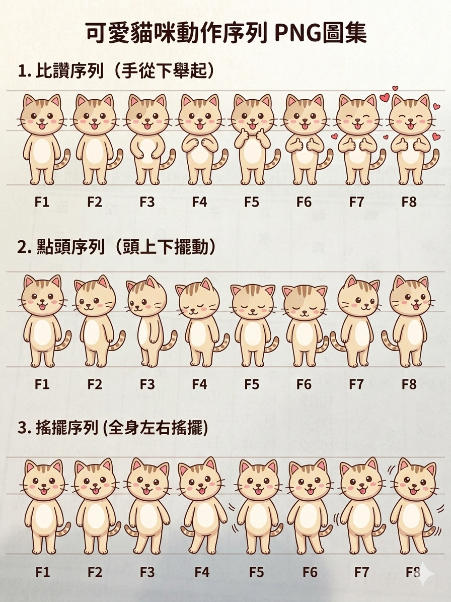 虎斑喵動作序列圖